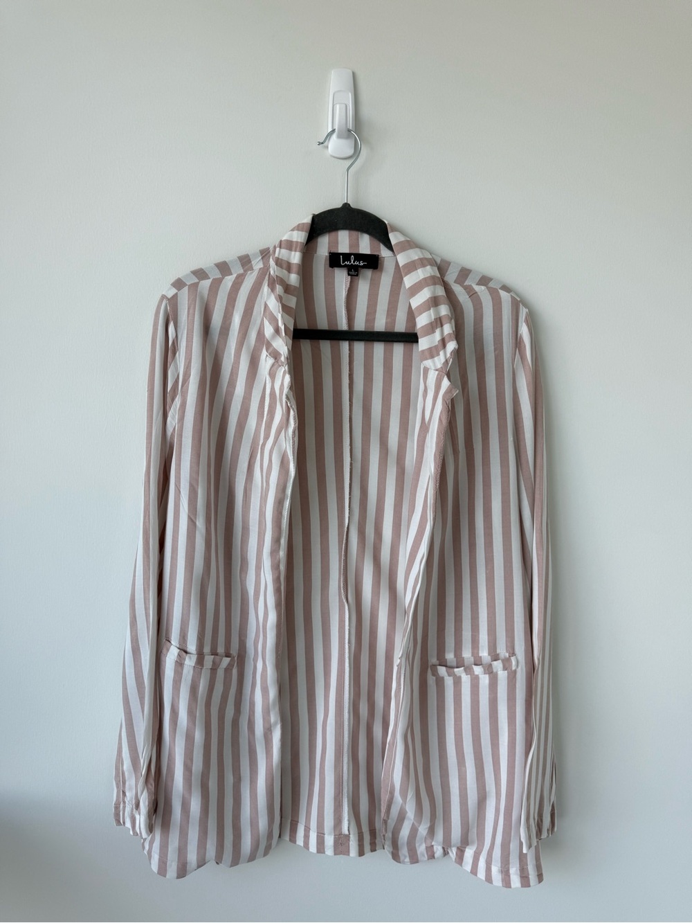 Lulu's Dusty Pink and White Striped Open Blazer (part of a set )